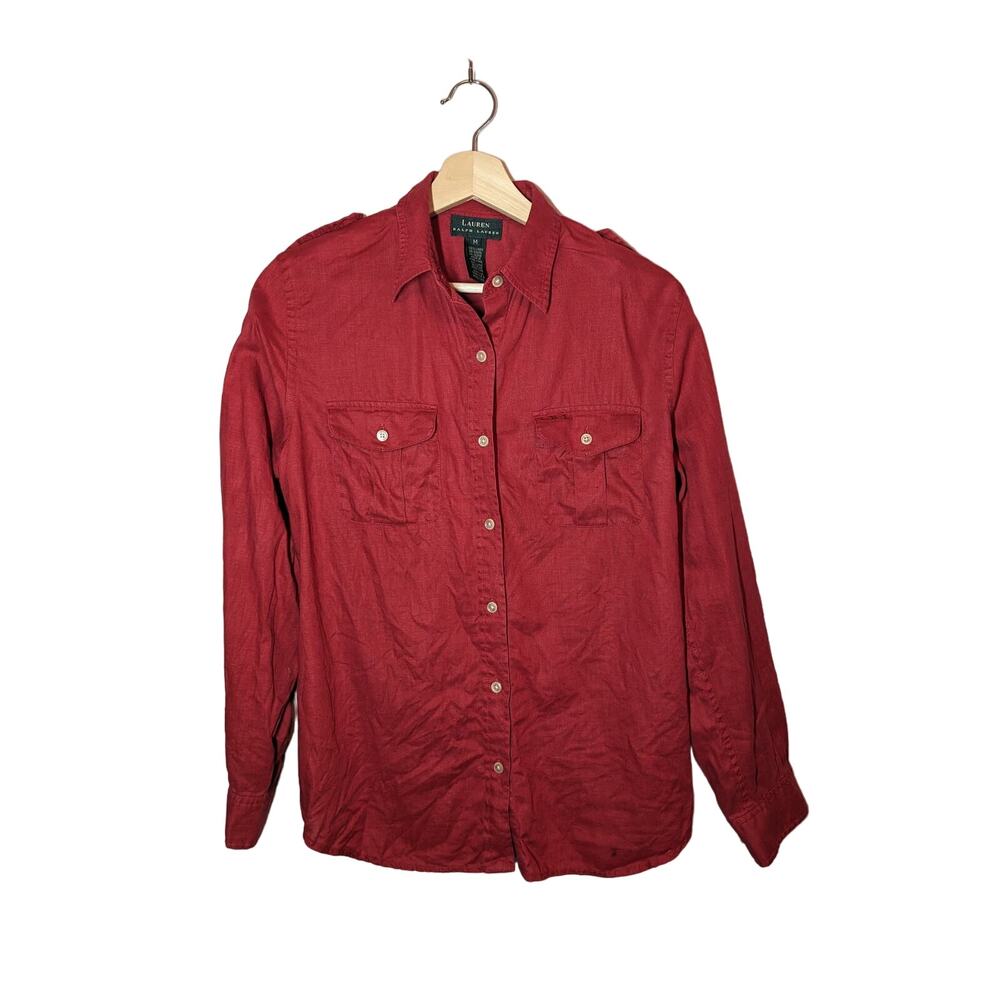 Vintage 90's Red Ralph Lauren Linen Button-Up Shirt